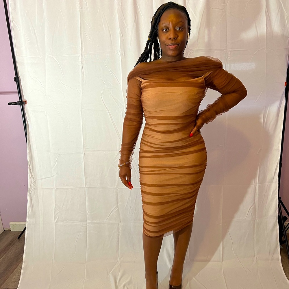 This bandage dress is perfect for a wedding, or any other special occasion.